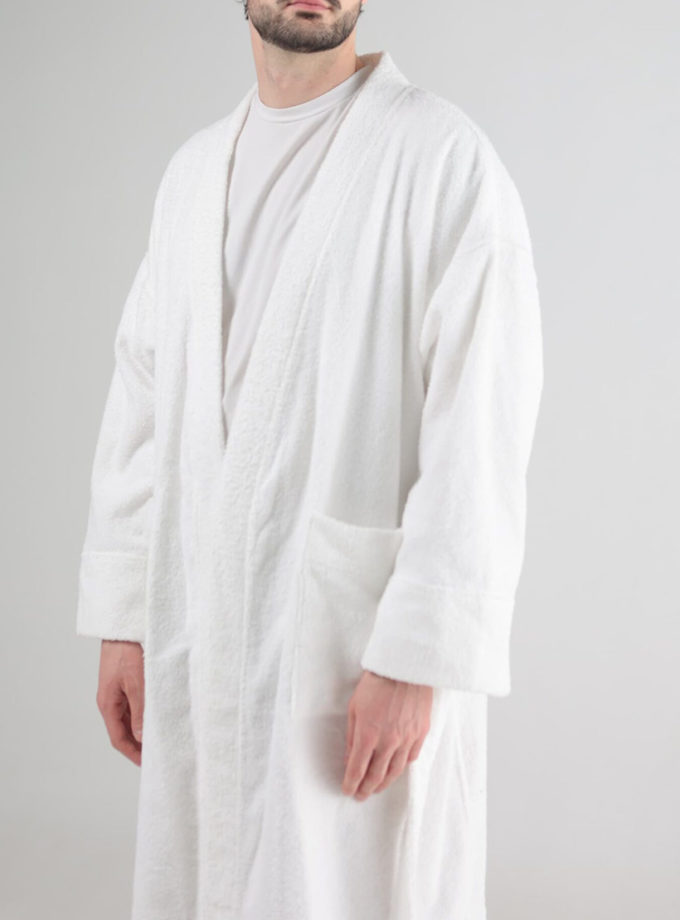 Чоловічий махровий халат білий BEDCLOZZZES (BEDCLZ_11)