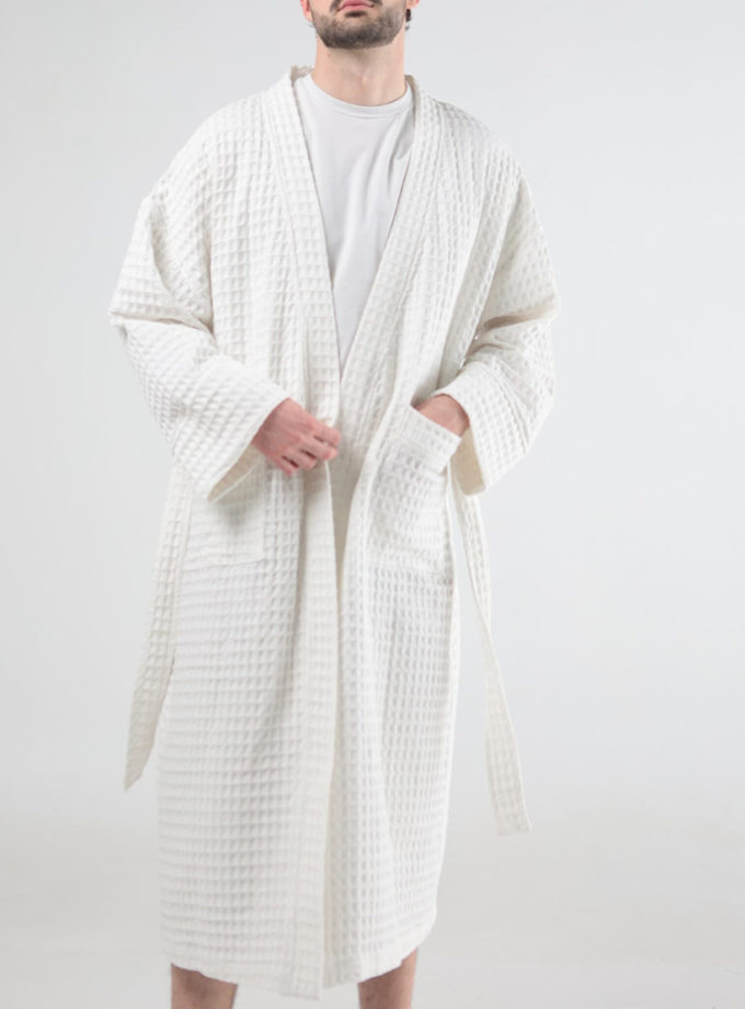 Чоловічий вафельний халат білий BEDCLOZZZES (BEDCLZ_07)
