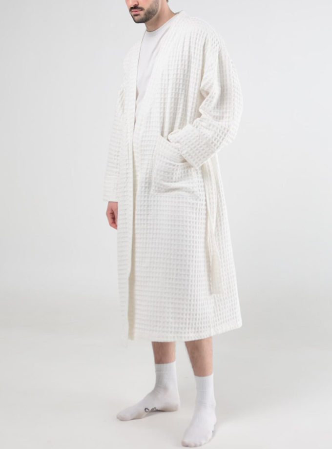 Чоловічий вафельний халат білий BEDCLOZZZES (BEDCLZ_07)