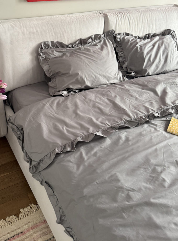 Постільна білизна з рюшами сірого кольору BEDCLOZZZES (BEDCLZ_3921-1-1-1-2-1)