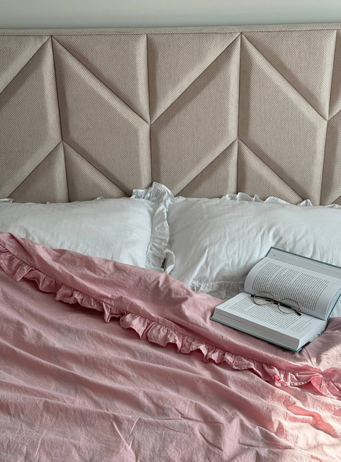 Постільна білизна з рюшами білий+пудровий BEDCLOZZZES (BEDCLZ_3921-1-2-2)