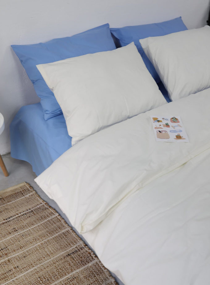 Комплект постільної білизни Ранфорс блакитний+молочний №61+2 BEDCLOZZZES (BEDCLZ_13825-1)