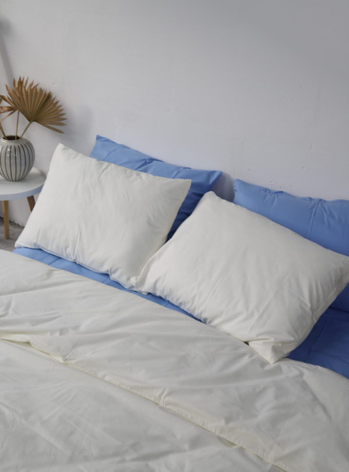 Комплект постільної білизни Ранфорс блакитний+молочний №61+2 BEDCLOZZZES (BEDCLZ_13825-1)