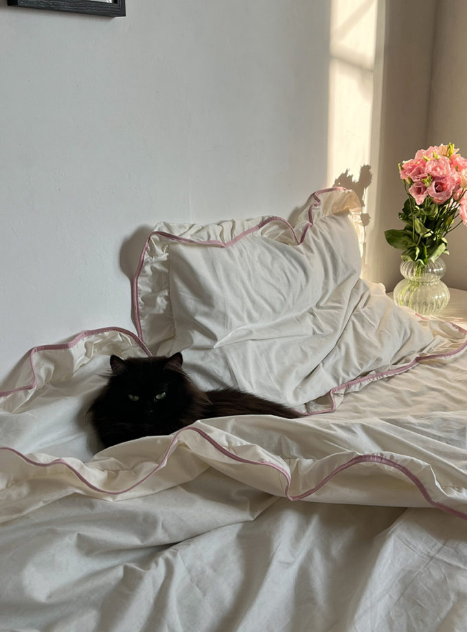 Комплект постільної білизни з рюшами та рожевим кантом BEDCLOZZZES (BEDCLZ_3921-1-1-1-1)