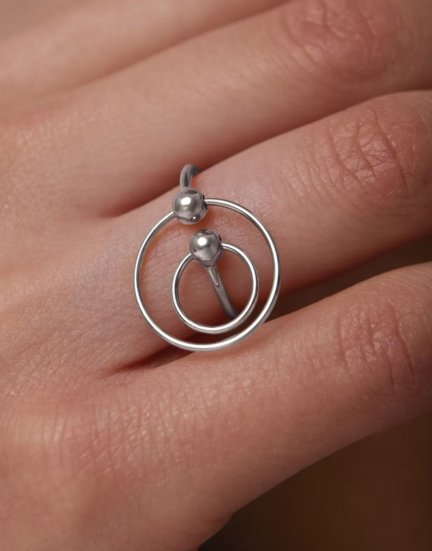 orxata (11) Каблучка-трансформер Центро Гранде зі срібла у покритті білим родієм ORXATA.JEWELRY (ORX_ring_grande_wr) - фото 5