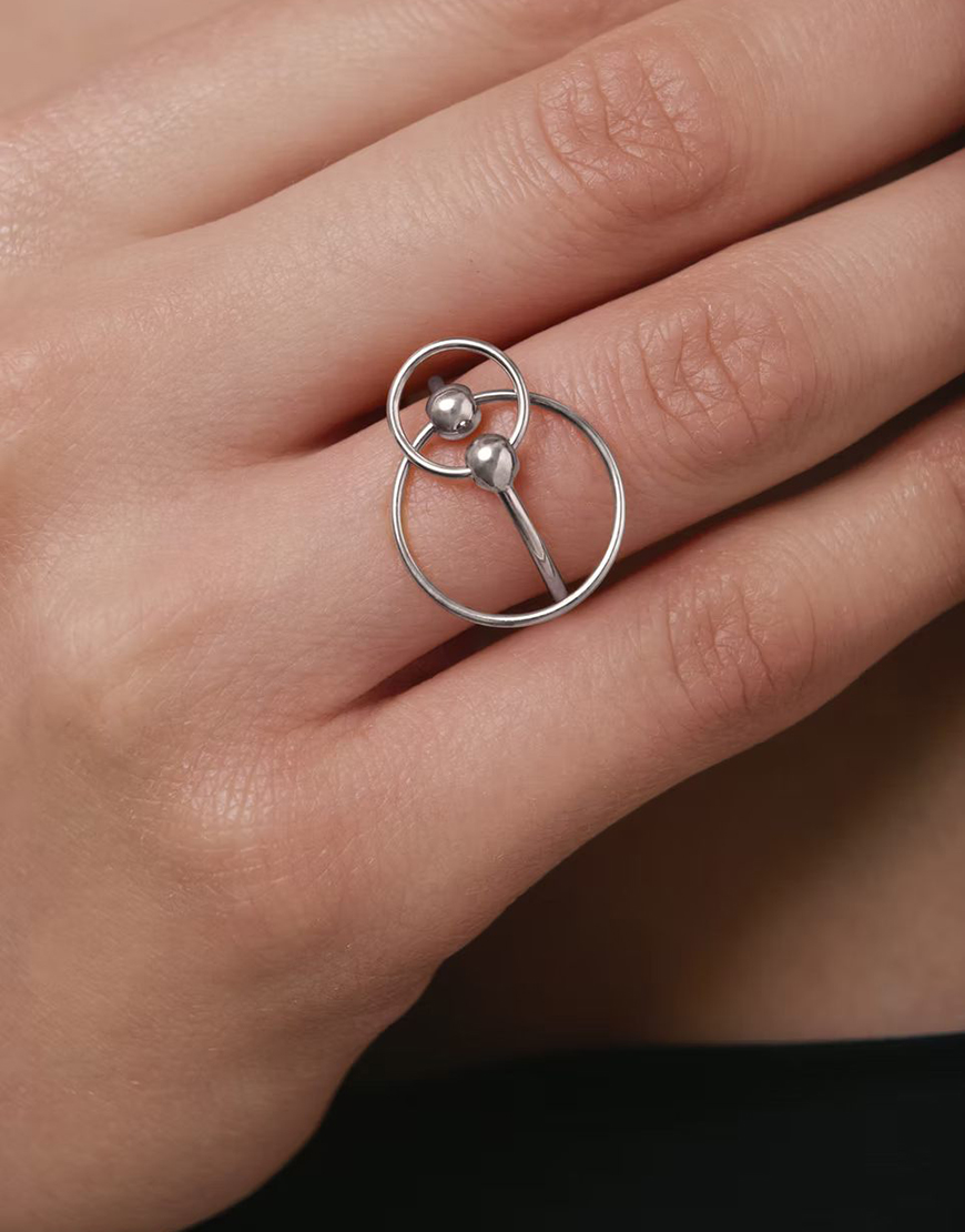 orxata (12) Каблучка-трансформер Центро Гранде зі срібла у покритті білим родієм ORXATA.JEWELRY (ORX_ring_grande_wr) - фото 4