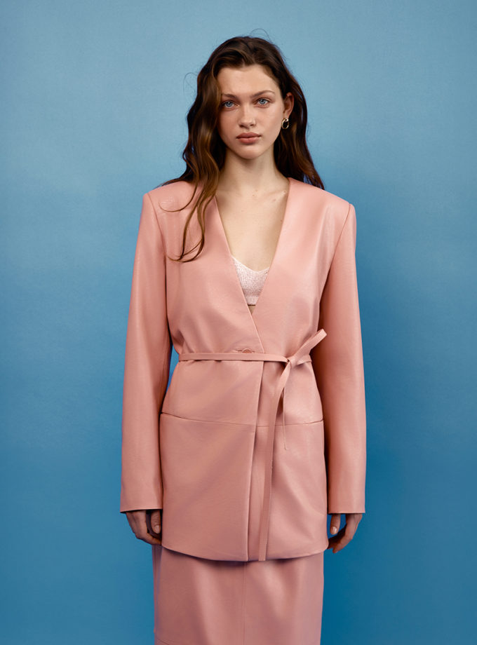 Піджак з екошкіри - Рожевий WKMF (WKMF_267_1)