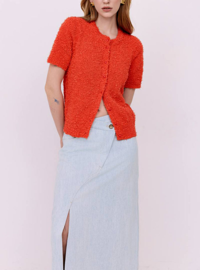 Бавовняний кардиган - Помаранчево - червоний WKMF (WKMF_208_2)