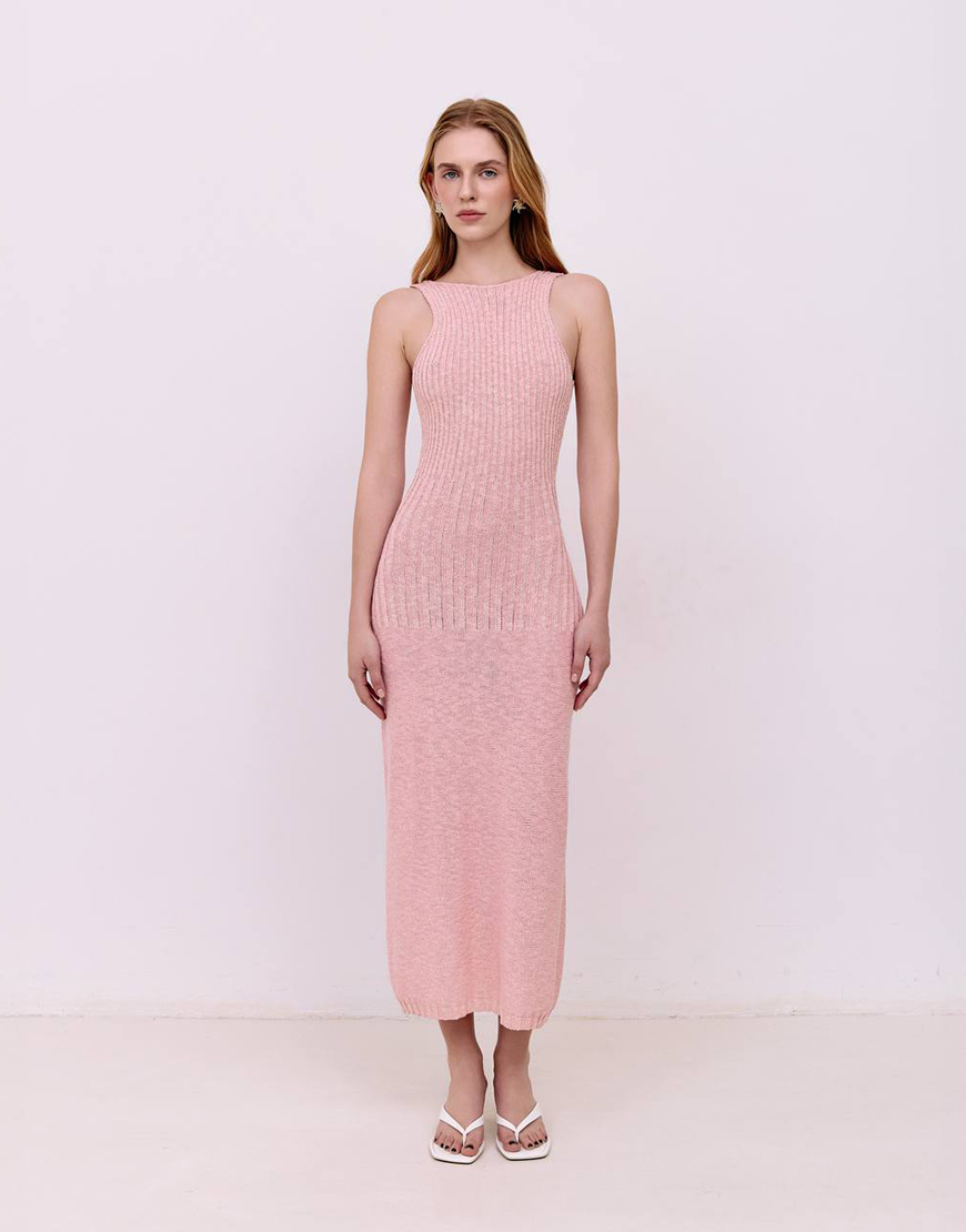 1 Сукня міді буклє - Ніжно-рожевий WKMF (WKMF_211_2) - фото 4