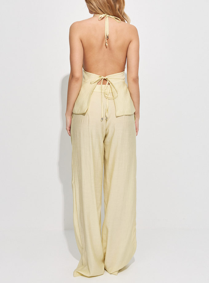 Лимонний костюм з топом на зав’язках та штанами палаццо THE ESSENCE (ESSENCE_THE-126)