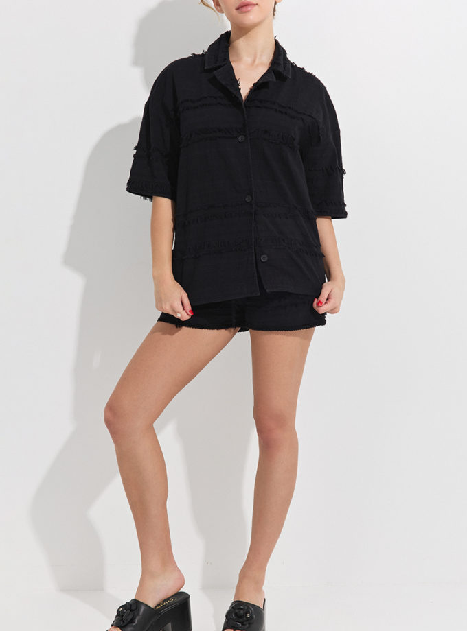 Чорний костюм з шортами та з фактурним візерунком THE ESSENCE (ESSENCE_THE-140)