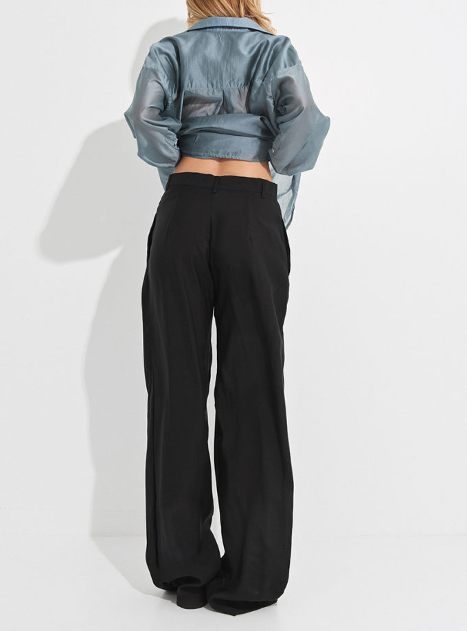 Чорні широкі штани з легкої тканини THE ESSENCE (ESSENCE_THE-138)