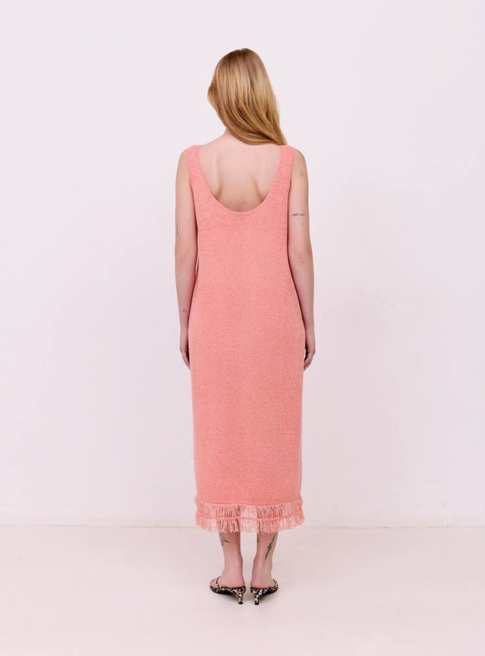 Сукня міді з бахромою - Кораловий WKMF (WKMF_209_2)