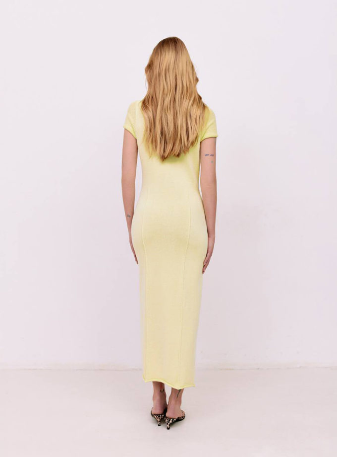 Сукня міді з коміром-поло - Лаймовий WKMF (WKMF_210_2)