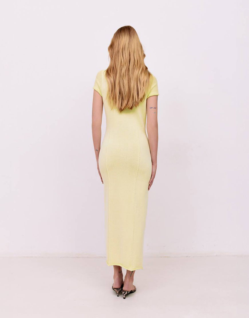 3 Сукня міді з коміром-поло - Лаймовий WKMF (WKMF_210_2) - фото 2