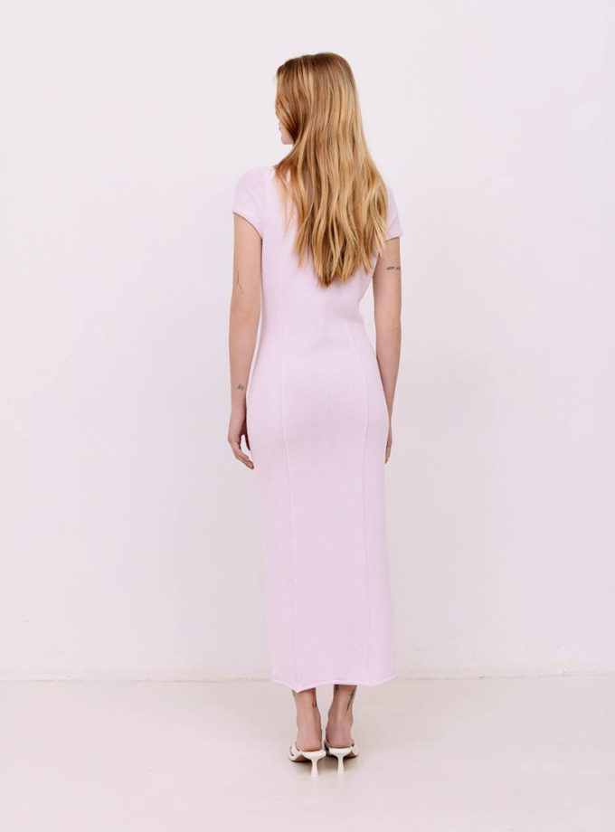 Сукня міді з коміром-поло - Рожевий WKMF (WKMF_210_3)