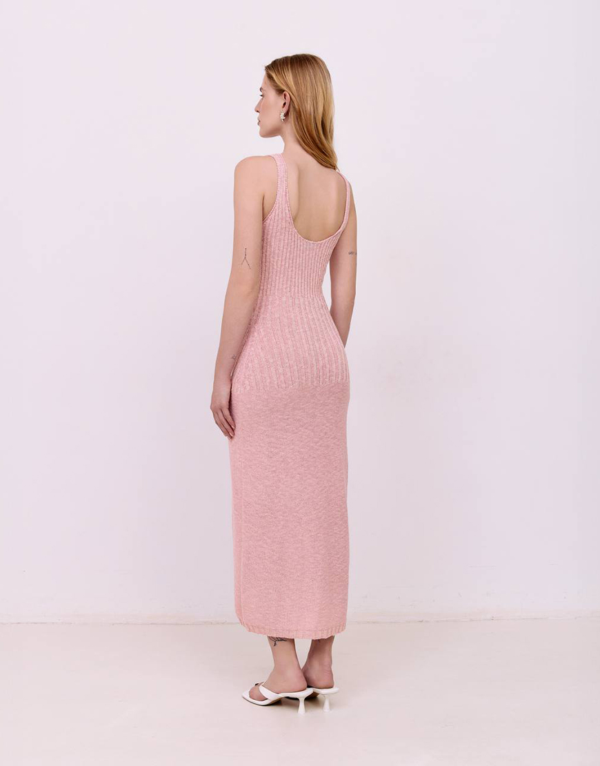 3 Сукня міді буклє - Ніжно-рожевий WKMF (WKMF_211_2) - фото 2