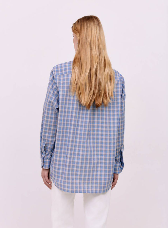 Сорочка в клітинку - Блакитно-бежева WKMF (WKMF_215_1)