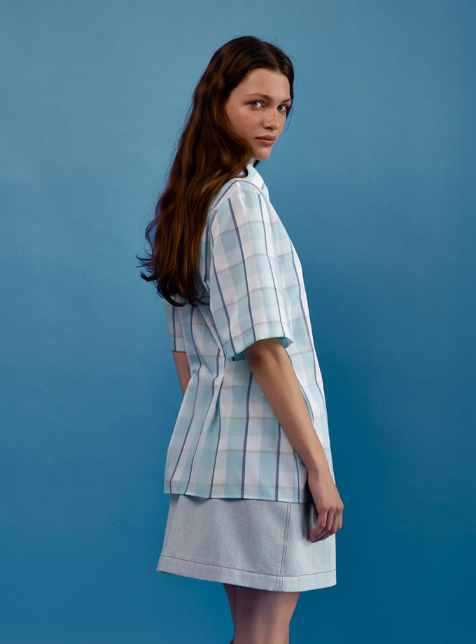 Сорочка в клітинку - Блакитна WKMF (WKMF_276_1)