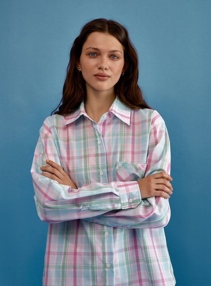 Сорочка в клітинку - Рожева WKMF (WKMF_278_1)