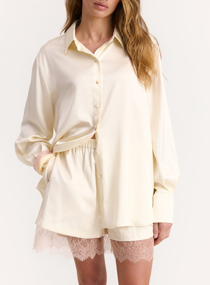 Шорти Maree Relaxed Satin in Cream IAM (IAM_MR/STN/SHO/CRM)