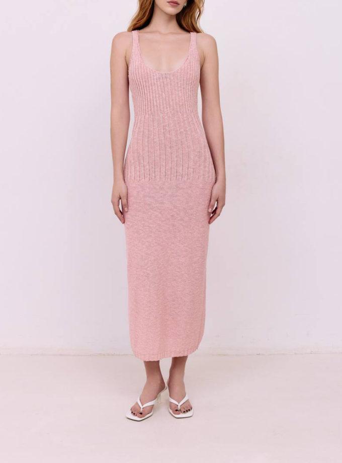 Сукня міді буклє - Ніжно-рожевий WKMF (WKMF_211_2)