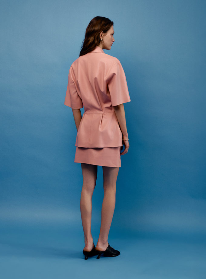 Cпідниця міні з екошкіри - Рожева WKMF (WKMF_270_1)