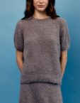 В'язаний светр з короткими рукавами - Сірий WKMF (WKMF_279_2)