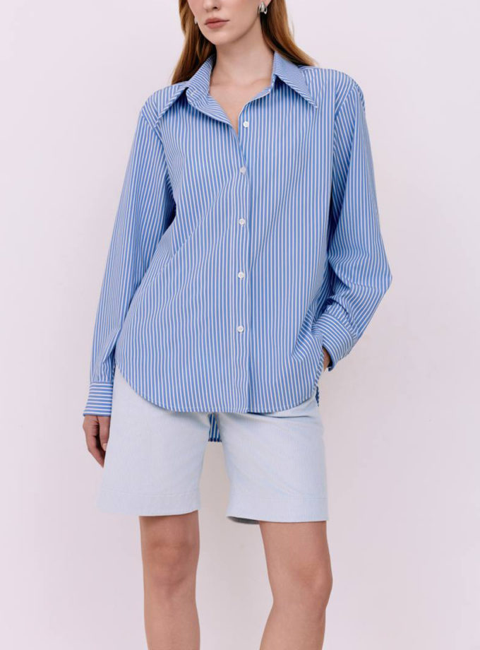 Сорочка - Молочна в синю смужку WKMF (WKMF_214_1)