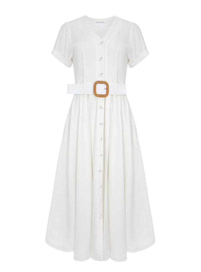 Сукня із льону з плетеним паском GET DRESSED. (GD_SS25_101)