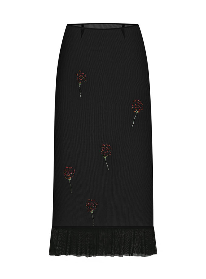 Спідниця з сітки з вишитими чорнобривцями LIMARENKO (lmrnk_SK0324001_bl)