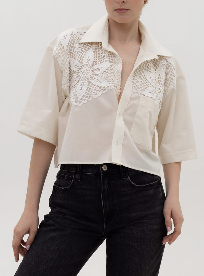 Кроп теніска з вінтажним мереживом LIMARENKO (lmrnk_SK0124001-2)