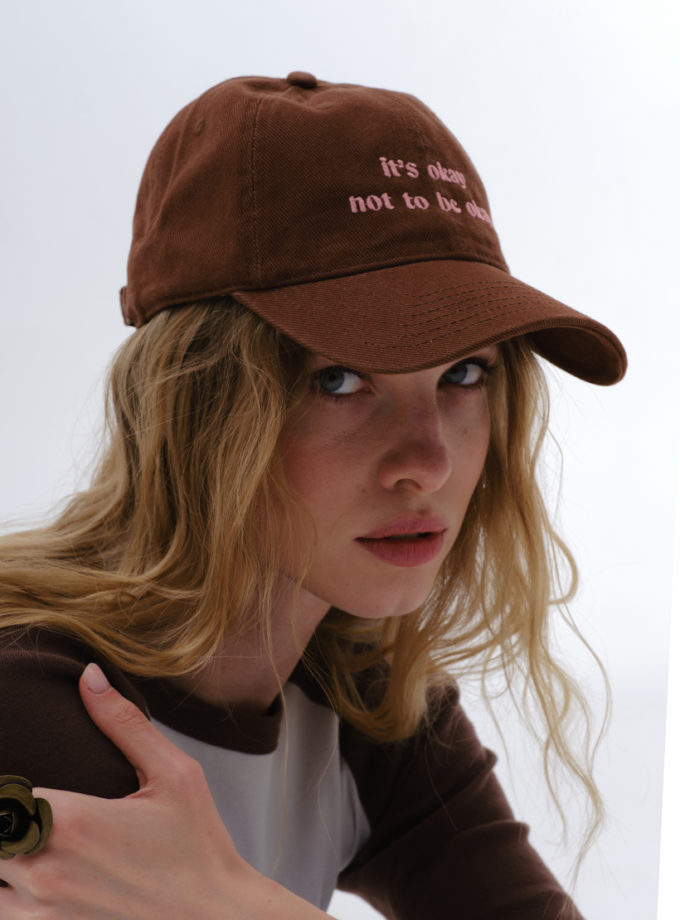 Джинсова коричнева кепка it’s okay not to be okay BITCHIN' (BTCH_ AS_XT72_27)