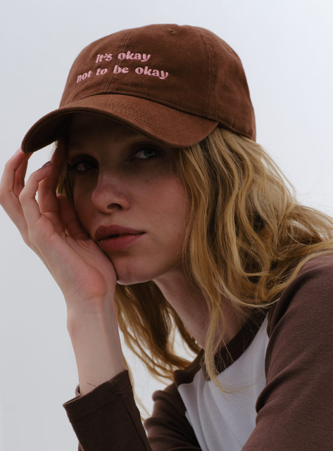Джинсова коричнева кепка it’s okay not to be okay BITCHIN' (BTCH_ AS_XT72_27)