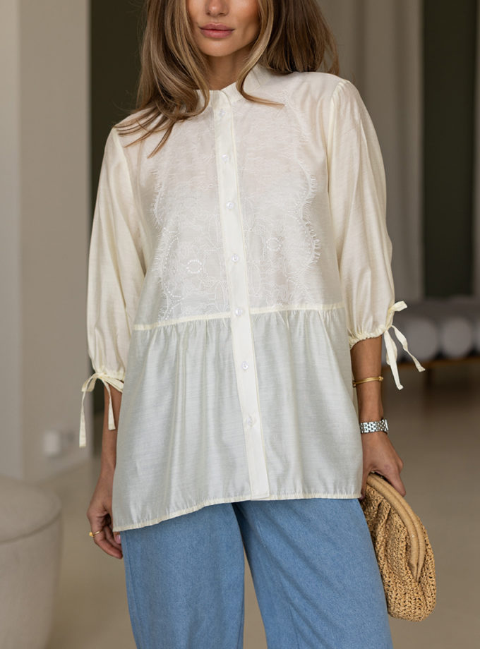 Блуза із тенселу з мереживом GET DRESSED. (GD_SS25_151)