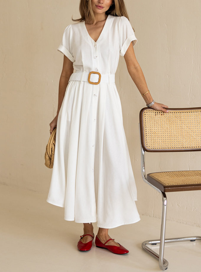 Сукня із льону з плетеним паском GET DRESSED. (GD_SS25_101)