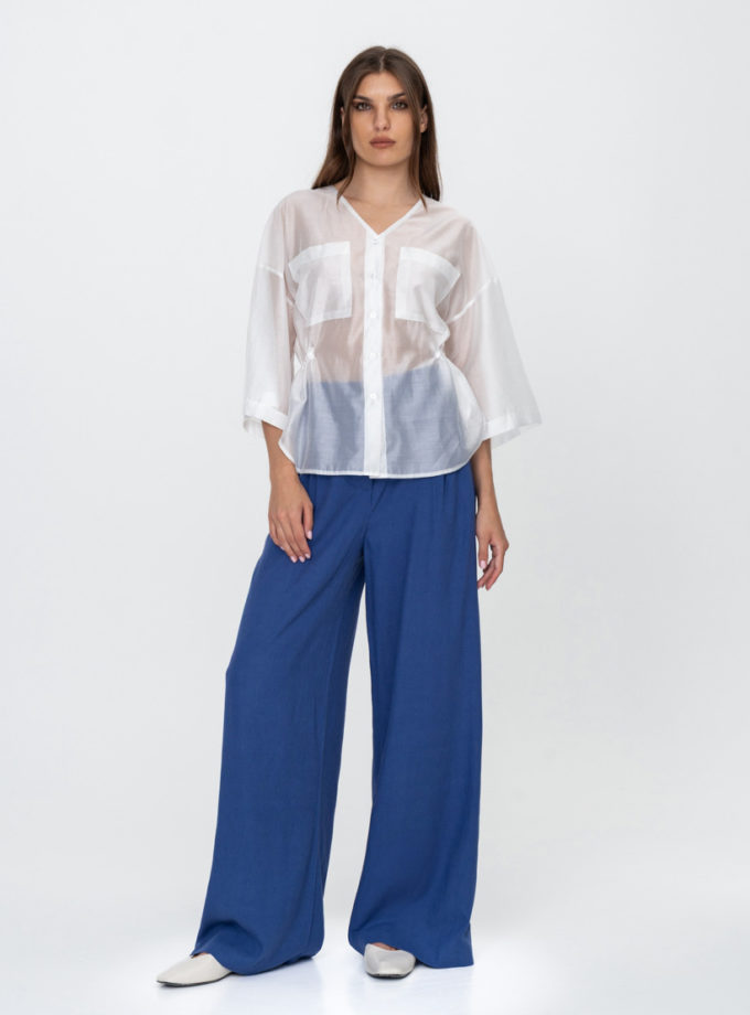 Брюки-палаццо із льону сині GET DRESSED. (GD_SS25_164)