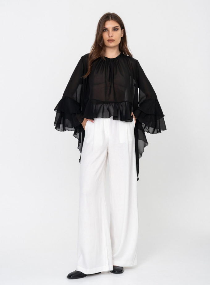 Брюки-палаццо із льону білі GET DRESSED. (GD_SS25_161)