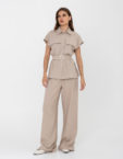 Брюки-палаццо із льону бежеві GET DRESSED. (GD_SS25_162)
