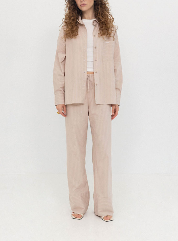 Костюм сорочка та штани з бавовни бежевий TWICE (TWC_SU25011728510_bg) - фото 9