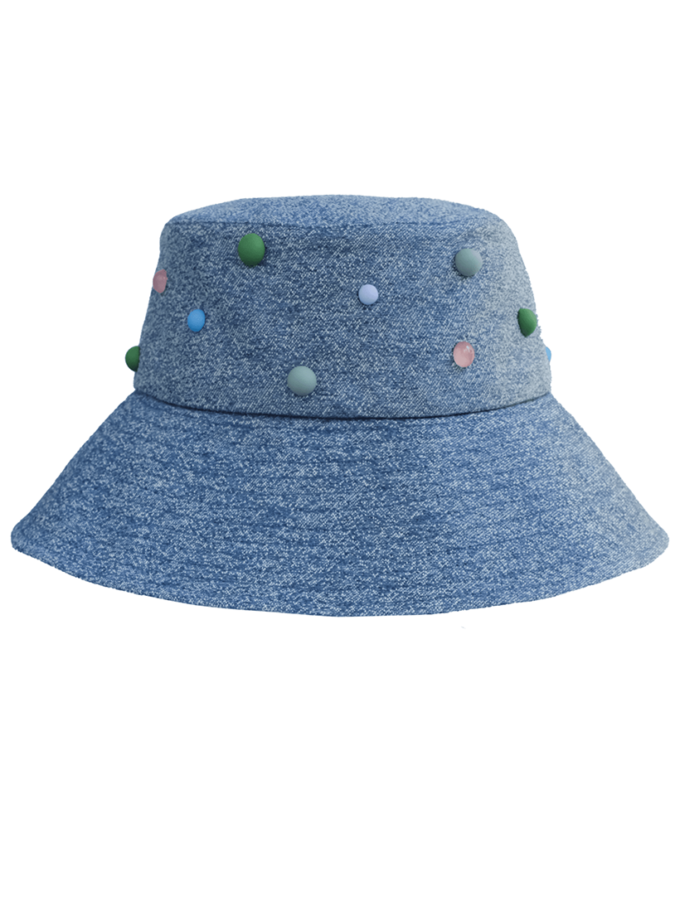 Панама з джинс-жакарду з кольоровими намистинами NESAMOVYTO (NST_ht2)