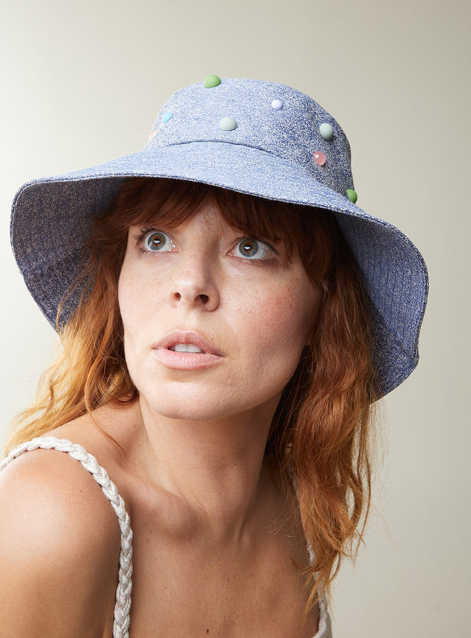 Панама з джинс-жакарду з кольоровими намистинами NESAMOVYTO (NST_ht2)