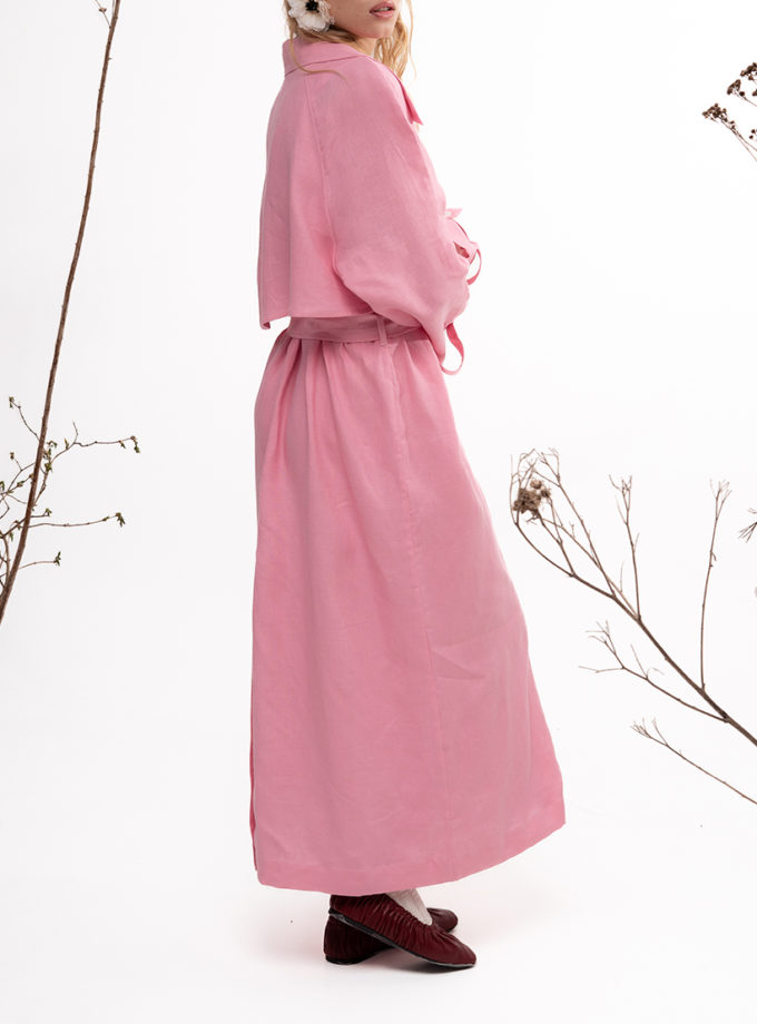 Рожевий лляний тренч DUGA (DG_DUGA_SS_10)