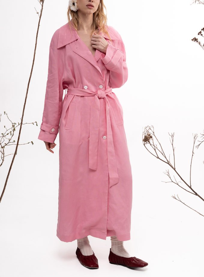 Рожевий лляний тренч DUGA (DG_DUGA_SS_10)