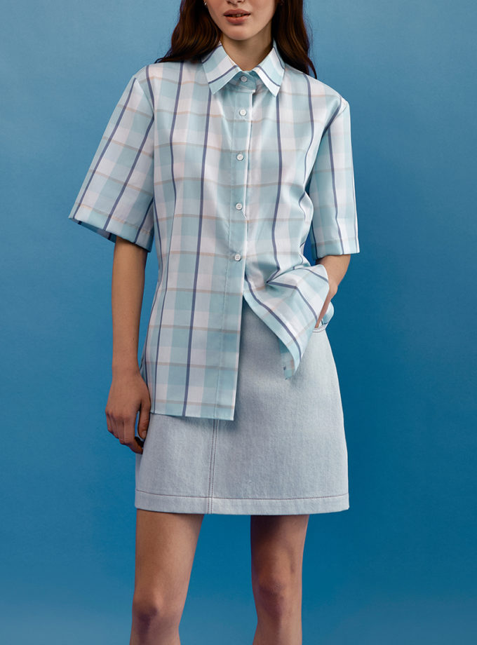 Сорочка в клітинку - Блакитна WKMF (WKMF_276_1)