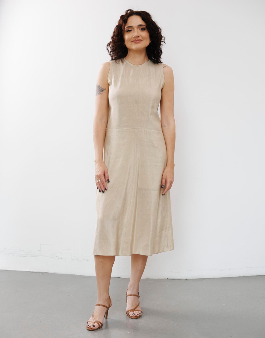 0S7A0198 Сукня шовково-лляна в пісочному кольорі SANVY (SNV_SANDR_SL_2) - фото 2