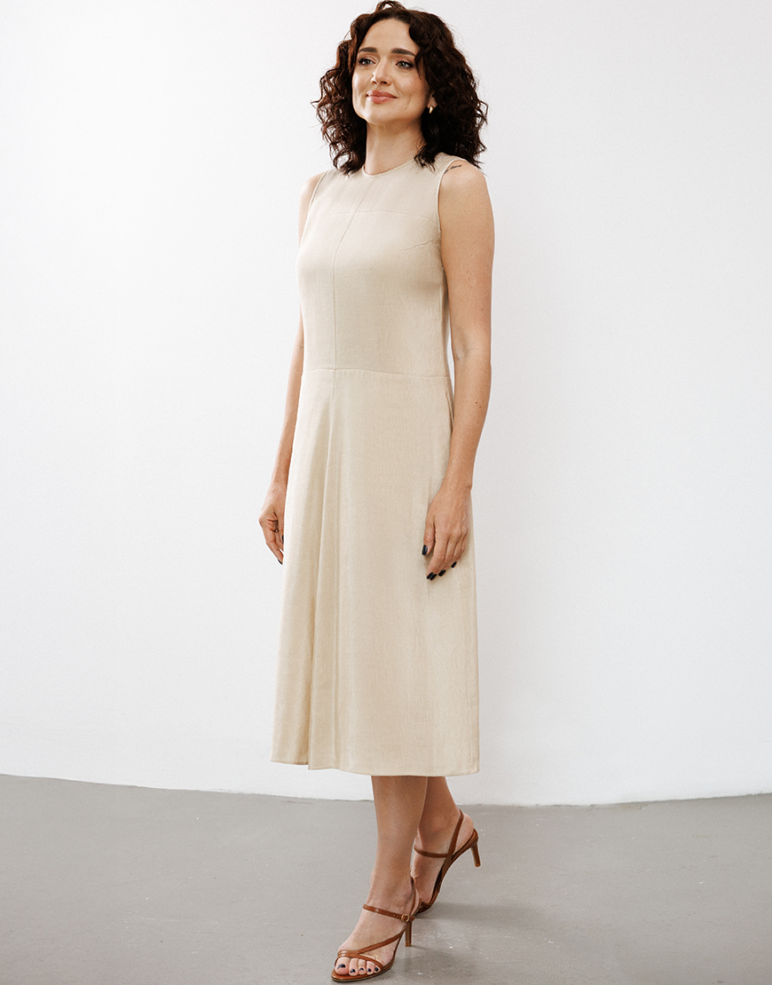 0S7A0202 Сукня шовково-лляна в пісочному кольорі SANVY (SNV_SANDR_SL_2) - фото 3