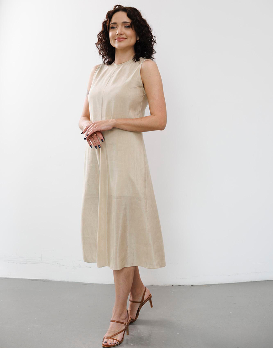 0S7A0203 Сукня шовково-лляна в пісочному кольорі SANVY (SNV_SANDR_SL_2) - фото 4