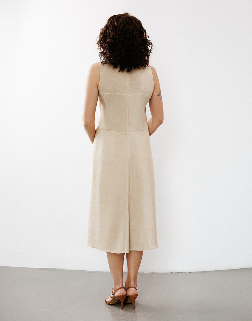 0S7A0210 Сукня шовково-лляна в пісочному кольорі SANVY (SNV_SANDR_SL_2) - фото 5