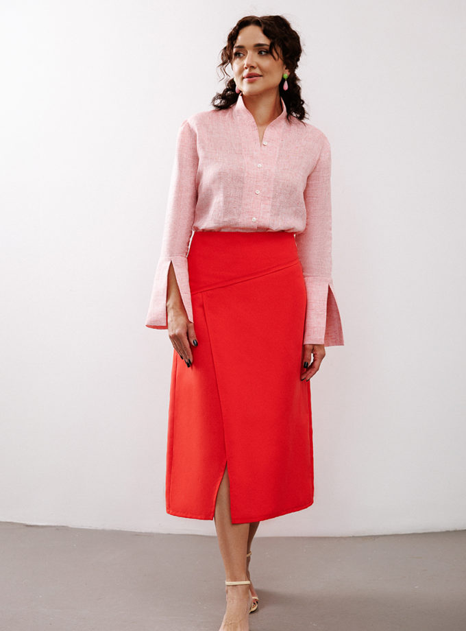 Спідниця лляна в червоному кольорі SANVY (SNV_SANSK_LRED_4)